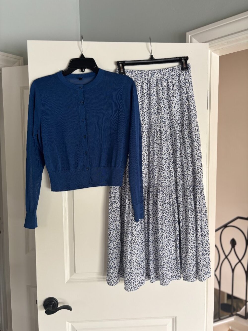 Uniglo sheer long sleeved blue cardigan, medium
